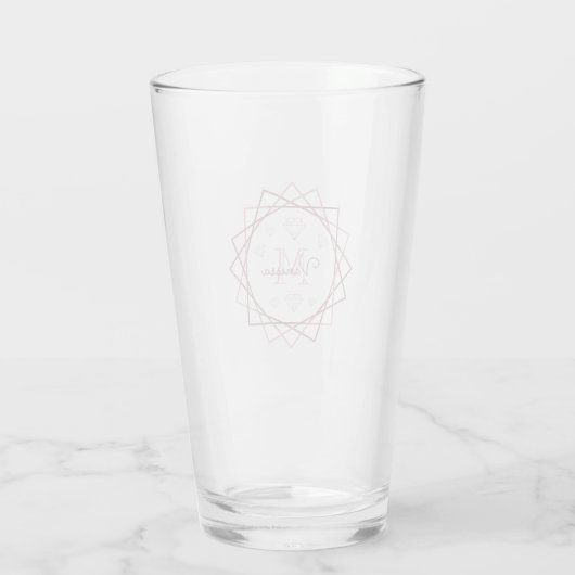 Modern Roos Gold Monogram Geometric v2 Glas (Achterkant)