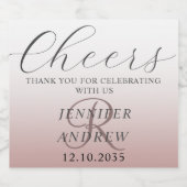 Modern Roos Gold Monogram Weddenschap Sparkling Wijnetiket (Enkel label)