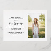 Modern Roos Gold Photo Afstuderen Folie Uitnodiging (Achterkant)