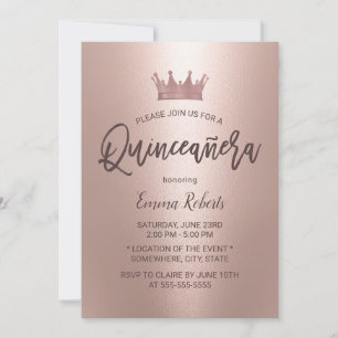 Modern Roos Gold Princess Quinceanera 15 Birthday Kaart