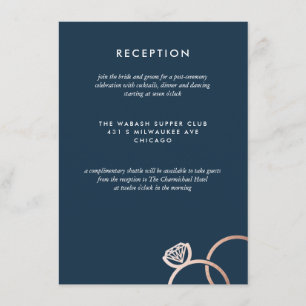 Modern Roos Gold Rings Bruiloft Receptie Kaart