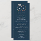 Modern Roos Gold Rings Marineblauw trouwprogramma Programma (Voorkant / Achterkant)