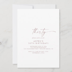 Modern Roos Gold Script 30e verjaardag Kaart