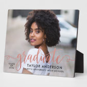 Modern Roos Gold Script Afstuderen foto-Afstuderen Fotoplaat (Zijkant)