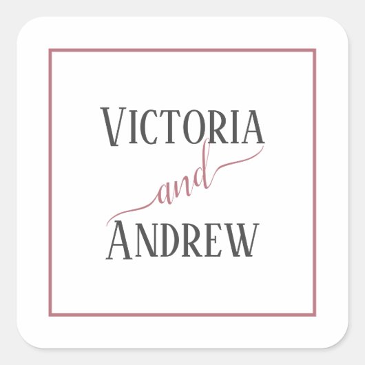 Modern Roos Gold Script minimal bruiloft Vierkante Sticker (Voorkant)