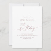 Modern Roos Gold Script Minimal Pink 50th Birthday Kaart (Voorkant)