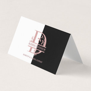 Modern Roos Gold Split Custom Monogram A, B, C, D Visitekaartjes