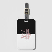 Modern Roos Gold Split Custom Monogram V Bagagelabel (Voorkant (verticaal))