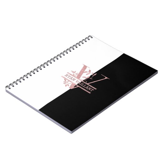 Modern Roos Gold Split Custom Monogram V Notitieboek (Linkerzijde)