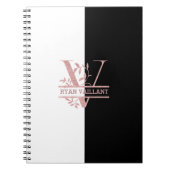 Modern Roos Gold Split Custom Monogram V Notitieboek (Voorkant)