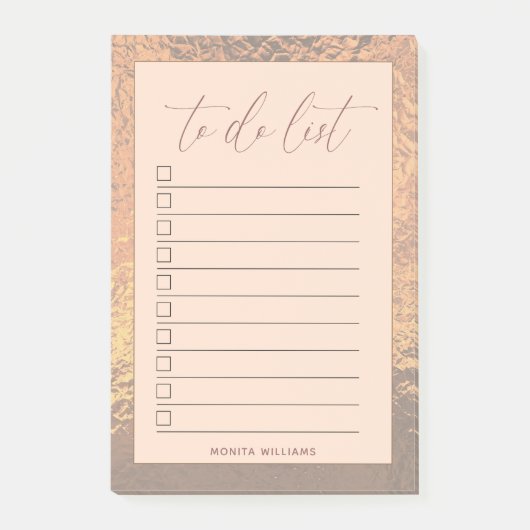 Modern Roos Gold to Do Lijst Gepersonaliseerd Post-it® Notes (Voorkant)