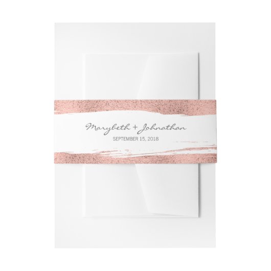 Modern Roos Gold Wedding Invitation Belly Band Uitnodigingen Wikkel (Voorkant Voorbeeld)