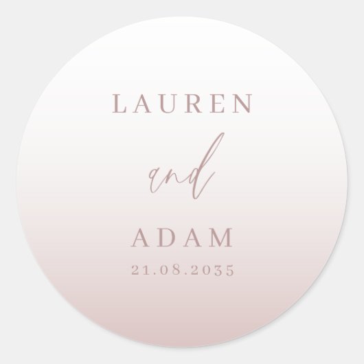 Modern Roos Gold Wedding Monogram Ronde Sticker (Voorkant)
