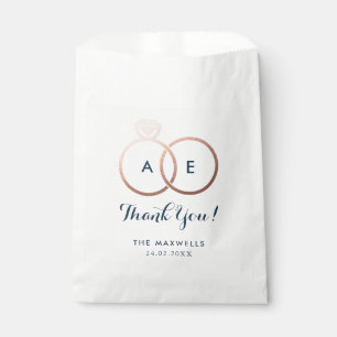 Modern Roos Gold Wedding Rings Favor Bag Bedankzakje