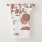 Modern Roos Goud Abstract Polka Dots Wit Bad Handdoek (Insitu)