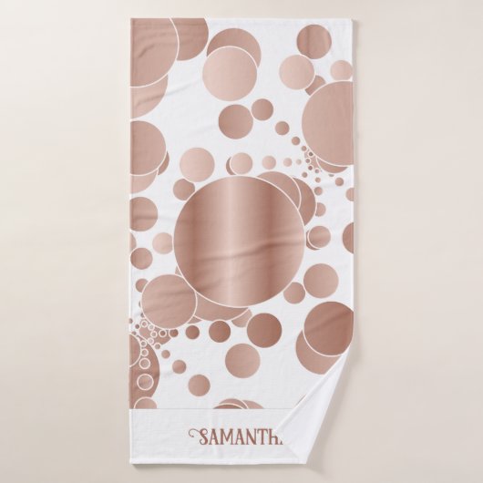 Modern Roos Goud Abstract Polka Dots Wit Bad Handdoek (Badhanddoek)