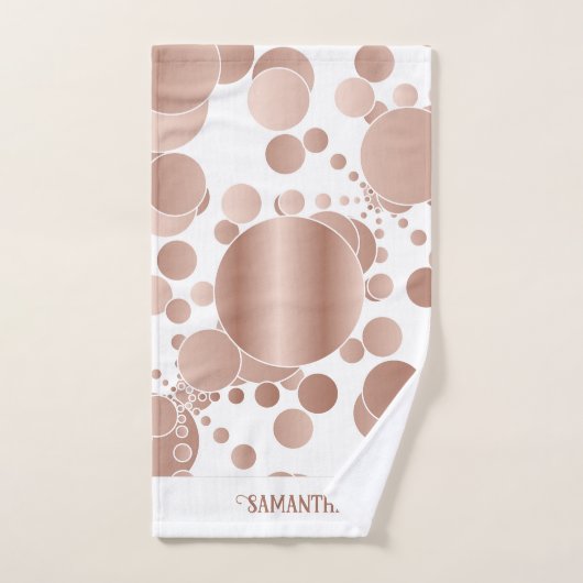 Modern Roos Goud Abstract Polka Dots Wit Bad Handdoek (Handdoek)
