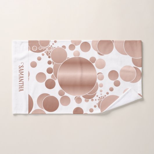 Modern Roos Goud Abstract Polka Dots Wit Bad Handdoek (Handdoek)
