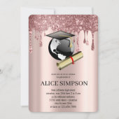 Modern Roos Goud Chique Minimalistisch Afstuderen Kaart (Voorkant)