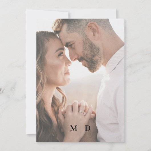 Modern Roos Goud & Fotobruiloft Kaart (Achterkant)