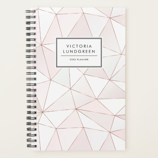 Modern Roos Goud Geometrisch Abstract Patroon Planner (Voorkant)