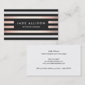 Modern Roos Goud Gestreept Interieur Designer Visitekaartje (Voorkant / Achterkant)