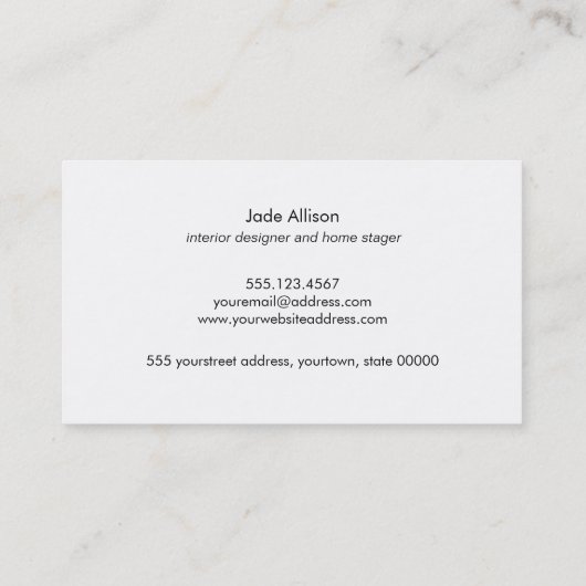 Modern Roos Goud Gestreept Interieur Designer Visitekaartje (Achterkant)