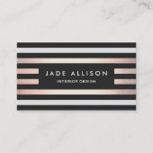 Modern Roos Goud Gestreept Interieur Designer Visitekaartje (Voorkant)