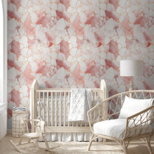 Modern Roos Goud Roze Marmer Behang