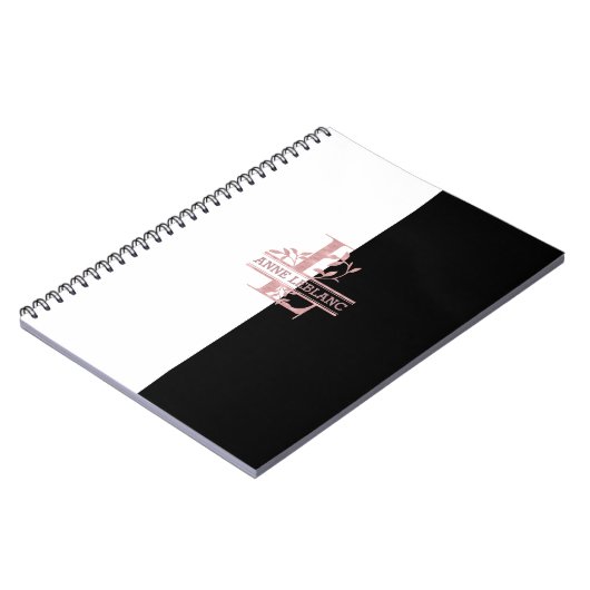 Modern Roos Goud Split Custom Monogram L Notitieboek (Linkerzijde)