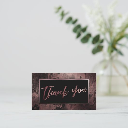 Modern Roos goud & zwart gemarmerd Dank u invoegen Informatiekaartje (Staand voorkant)