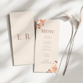 Modern Roos Gouden Bloem Monogram Trouwmenu Kaart