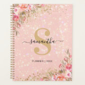 Modern Roos Gouden Bloemen 2026 Planner (Voorkant)