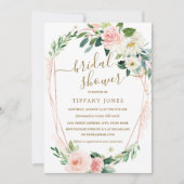 Modern Roos Gouden Bloemenkrans Vrijgezellenfeest Kaart (Voorkant)