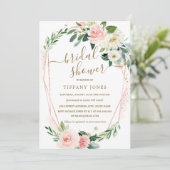 Modern Roos Gouden Bloemenkrans Vrijgezellenfeest Kaart (Staand voorkant)