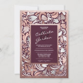 Modern Roos Gouden Bourgondische Floral Botanische Kaart (Voorkant)