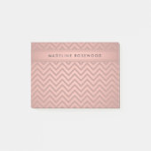 Modern Roos Gouden Chevron Patroon Monogrammed Post-it® Notes (Voorkant)