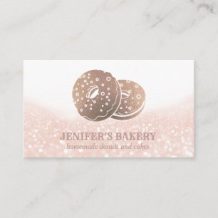 Modern roos gouden donuts glittery zelfgemaakte ba visitekaartje