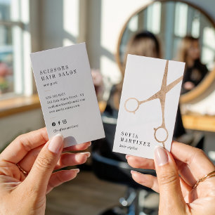 Modern roos gouden folie haarstylist schaar logo visitekaartje