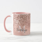 Modern Roos Gouden Glitter Confetti Monogrammed Mok (Links)