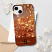 Modern Roos Gouden Glitter Edelstenen Monogrammed Case-Mate iPhone Case