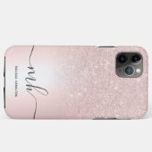Modern roos gouden glitter metallic monogrammed Case-Mate iPhone case (Achterkant (horizontaal))