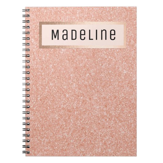 Modern Roos Gouden Glitter Sparkles Girly Notitieb Notitieboek (Voorkant)