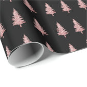 Modern Roos gouden kerstbomen op zwart Cadeaupapier (Rol Hoek)