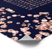 Modern roos gouden lijst marinebruiloft zitplaatse poster (Hoek)