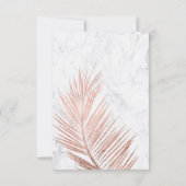Modern roos gouden palmboom marmer RSVP bruiloft Kaartje (Achterkant)
