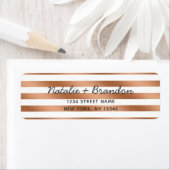 Modern Roos Gouden Strepen Bruiloft Retouradres Etiket (Insitu)