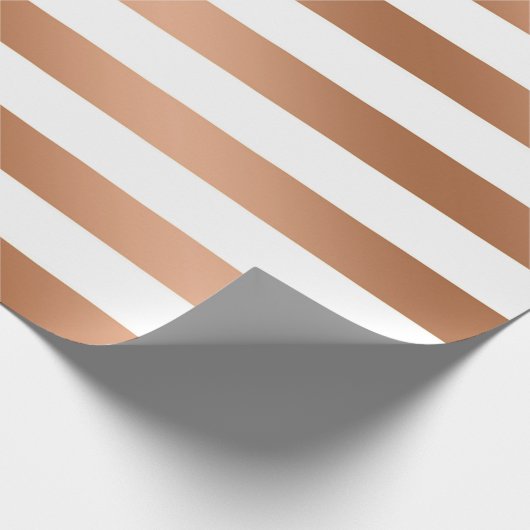 Modern Roos Goudfolie Strepen Trendy Bruiloft Cadeaupapier (Hoek)