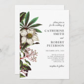 Modern Roos met witte kerst Kaart (Voorkant / Achterkant)