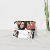 Modern Roos script 4 Foto collage vouded Wedding Bedankkaart (Voorkant)